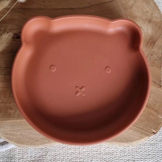 Assiette our en silicone ventouse terracotta